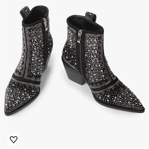 Black rhinestone ankle boots